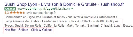 extension liens annexes adwords