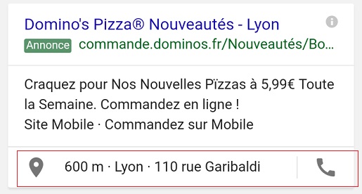 extension de lieu adwords