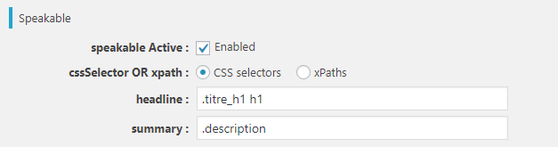 Configuration balise Speakable 