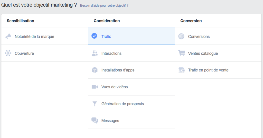 objectifs des campagnes Social Ads