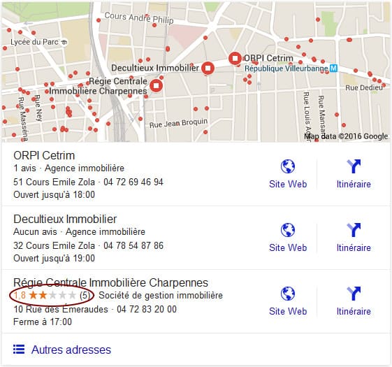 Résultats Google Local